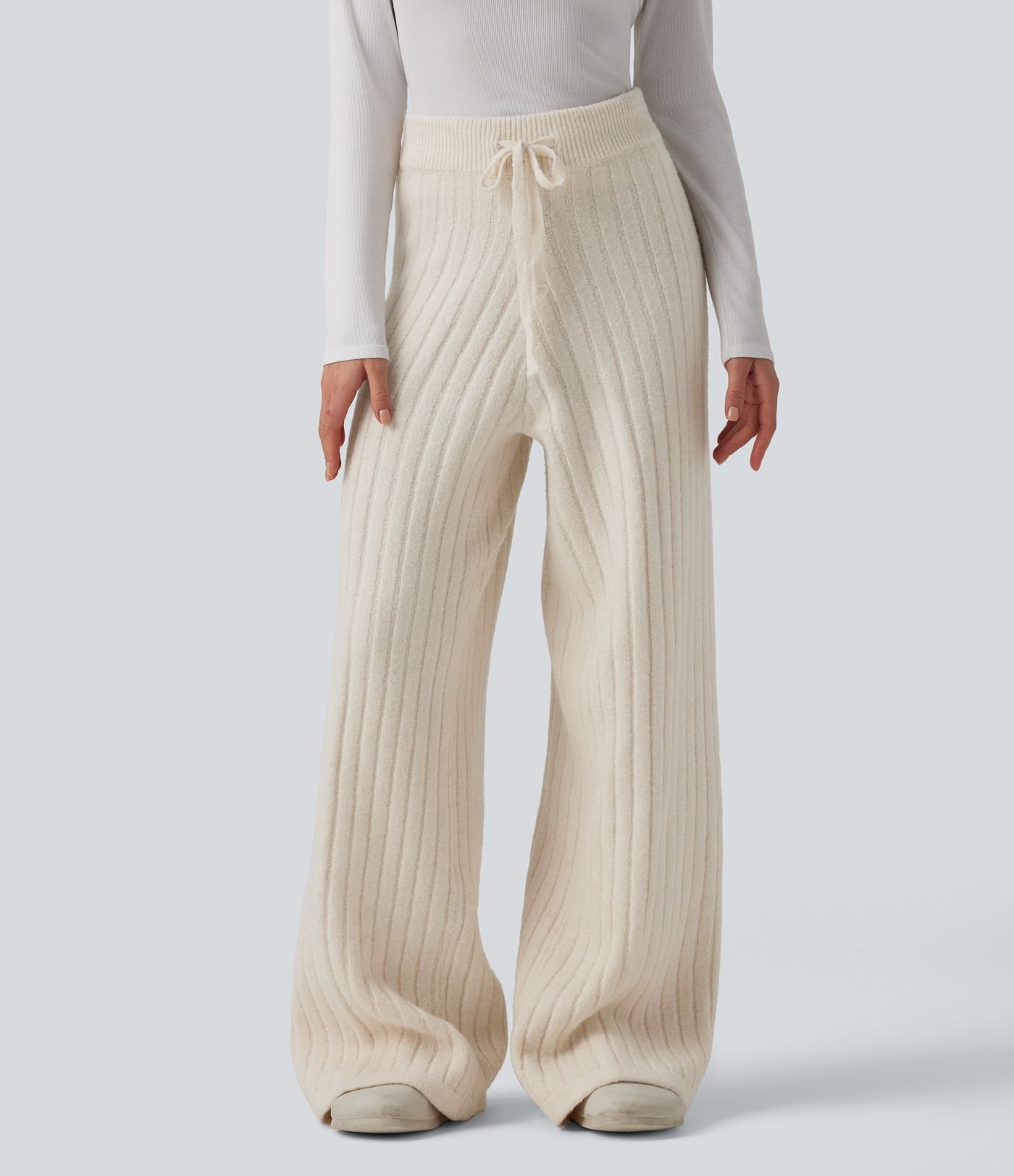 Mid Rise Drawstring Lounging Baggy Sweater Trousers