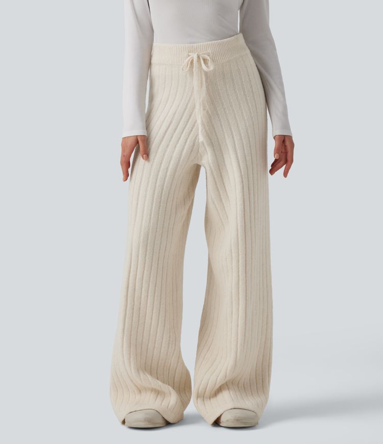 Mid Rise Drawstring Lounging Baggy Sweater Trousers