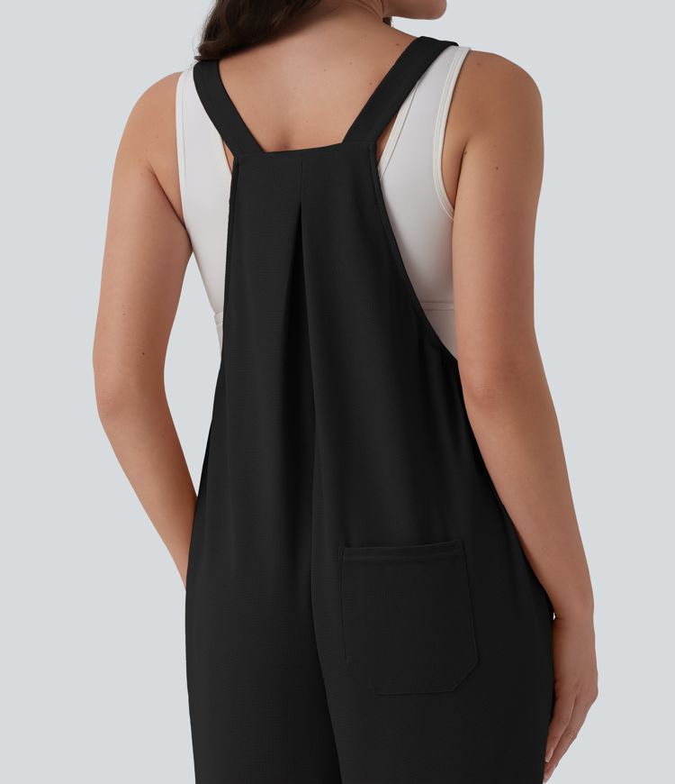 Waffle Casual Maternity Jogger Overalls with Pockets