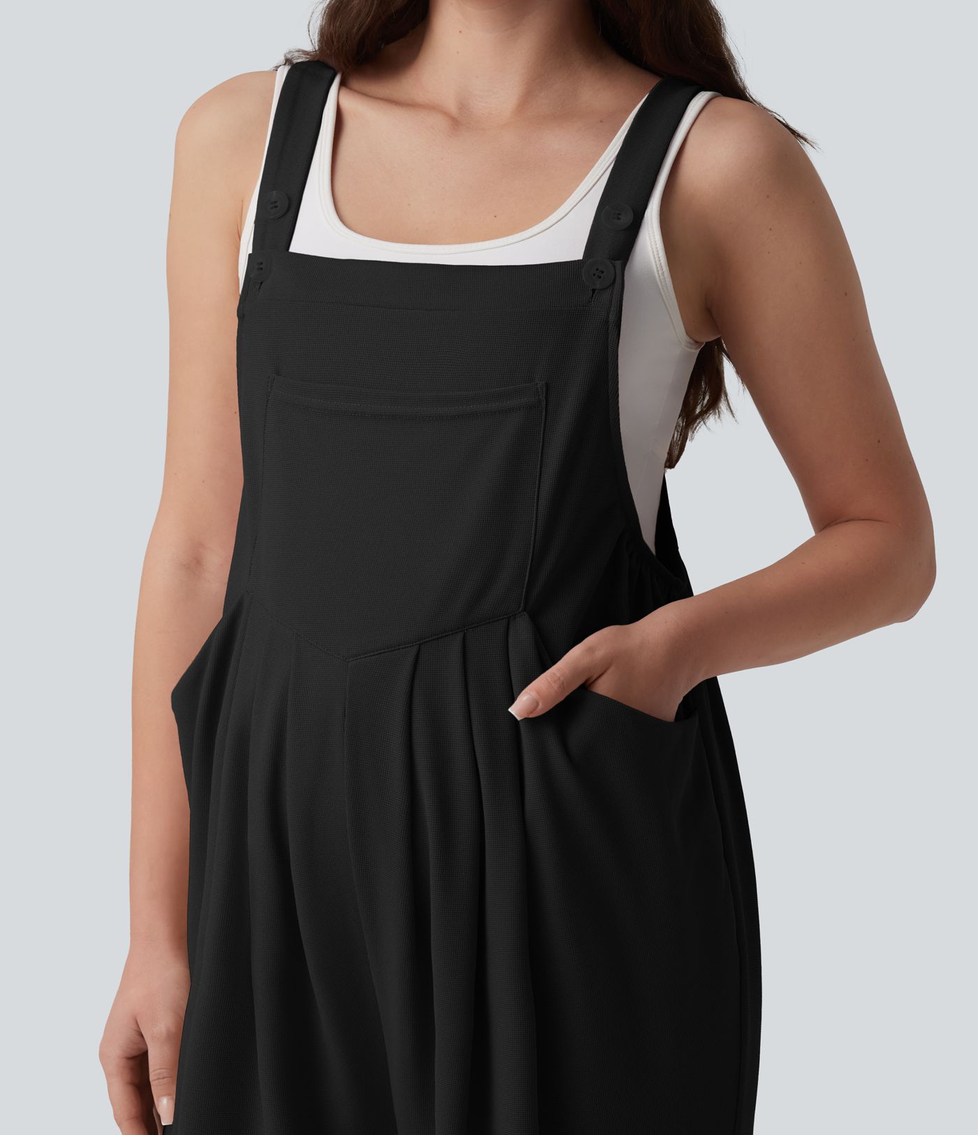 Waffle Casual Maternity Jogger Overalls with Pockets