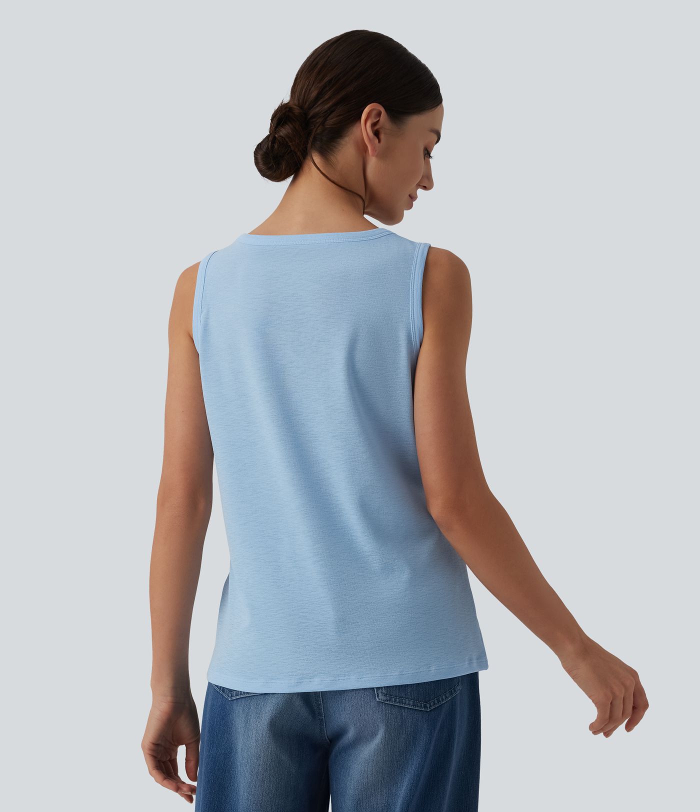 Henley Neck Casual Tank Top