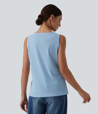 Henley Neck Casual Tank Top