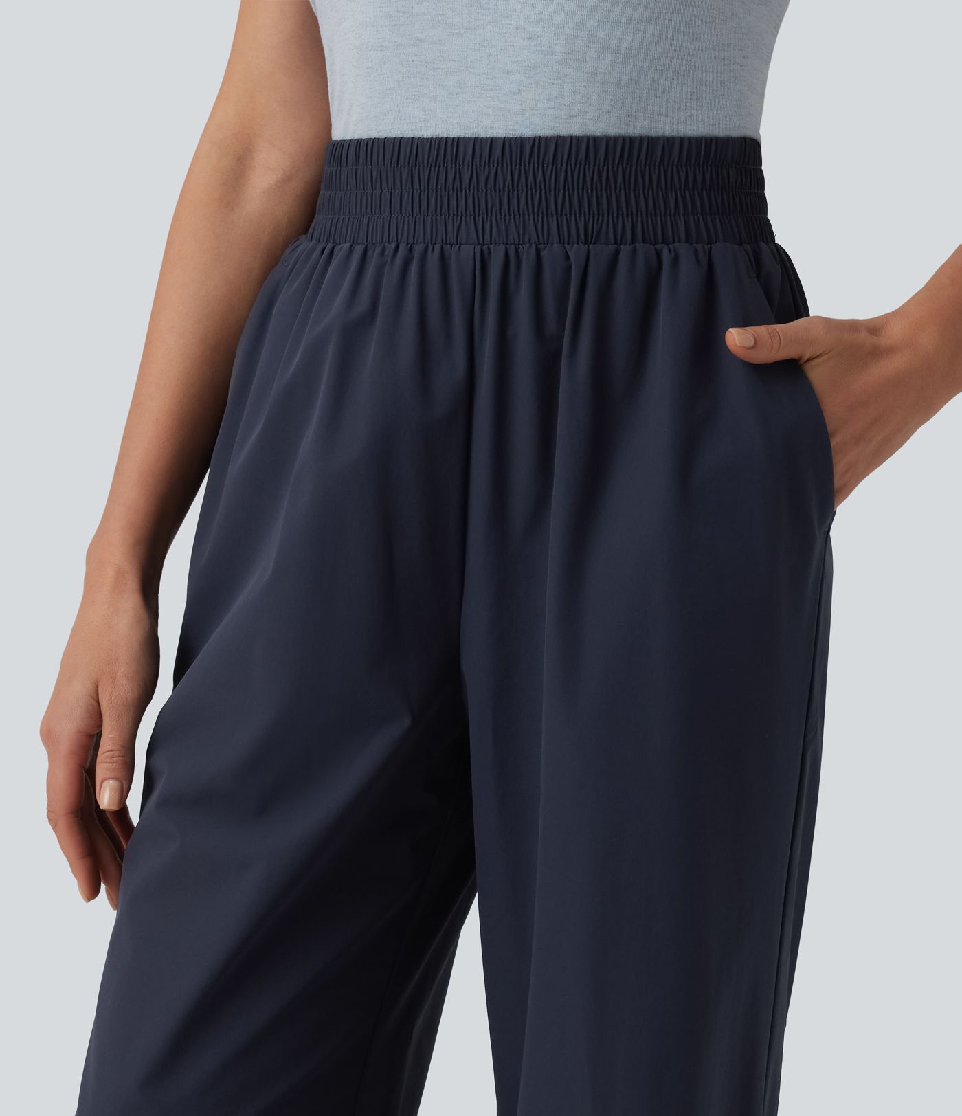 High Waisted Wide Leg Casual Trousers with Pockets