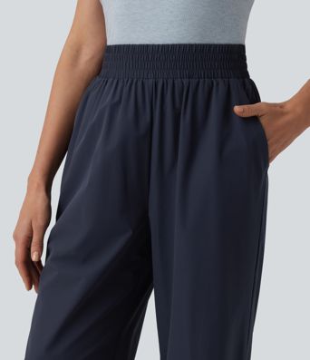 High Waisted Wide Leg Casual Trousers with Pockets