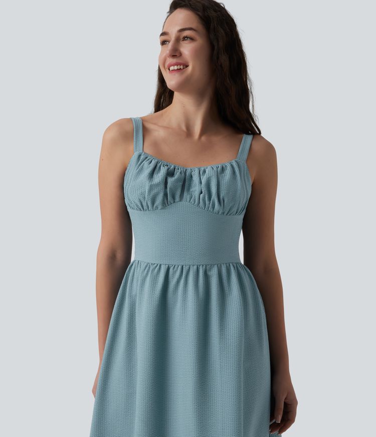 ruched midi slip dress ASOS Design - Midi Length Textured Mesh Slip Dress - Women - Polyester - S