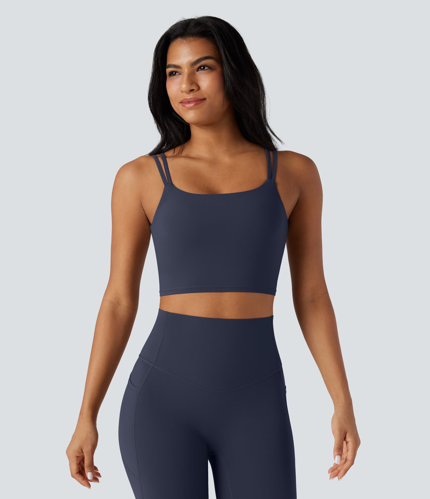 Halara UltraSculpt™ Double Straps Twisted Backless Cropped Yoga Tank Top