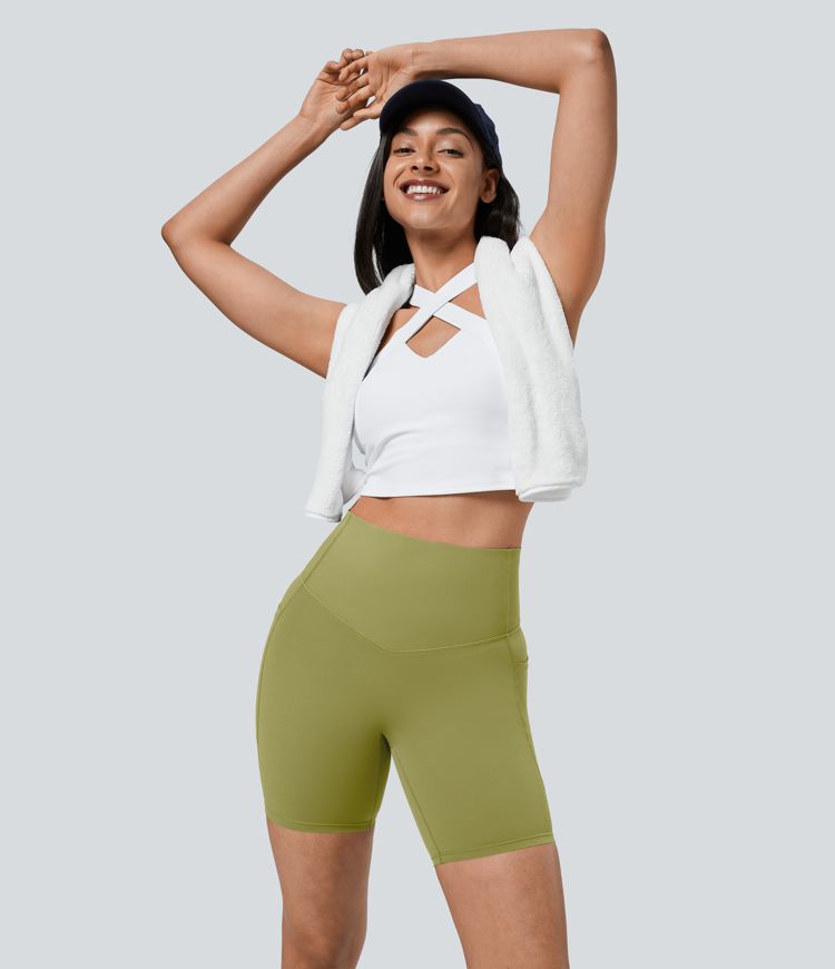 Halara UltraSculpt™ High Waisted Tummy Control Pocket Shaping Training Biker Shorts 7''