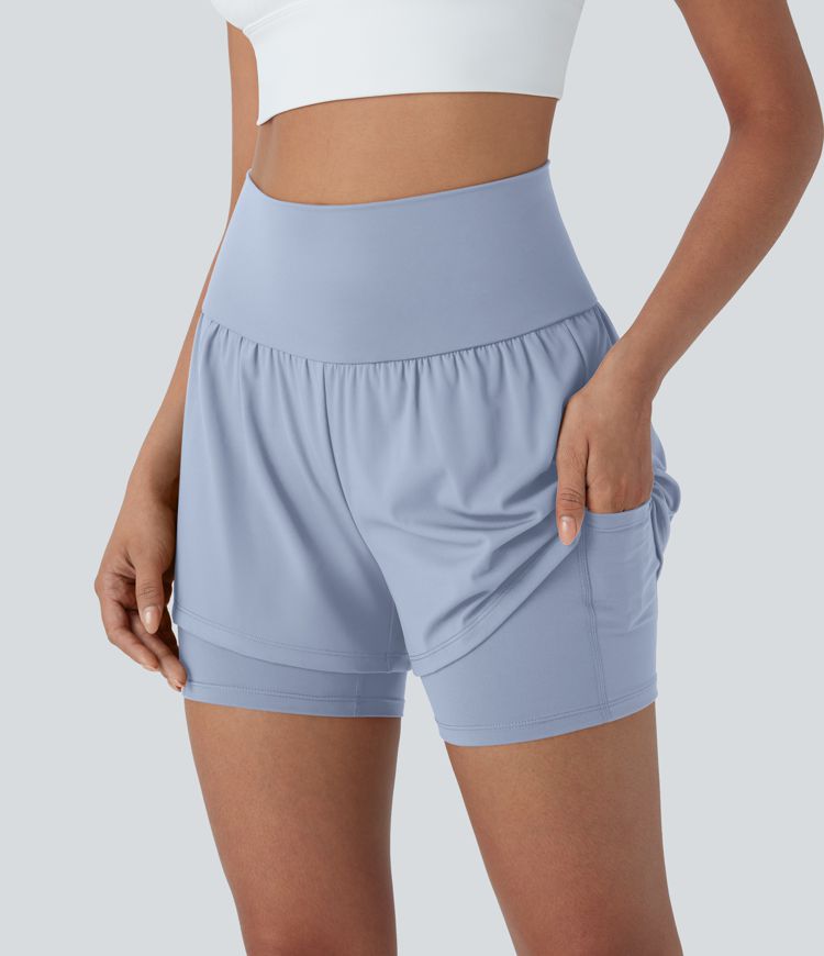 SoftlyZero™ Airy Super High Waisted 2-in-1 Cool Touch Yoga Shorts 5'' with Pockets