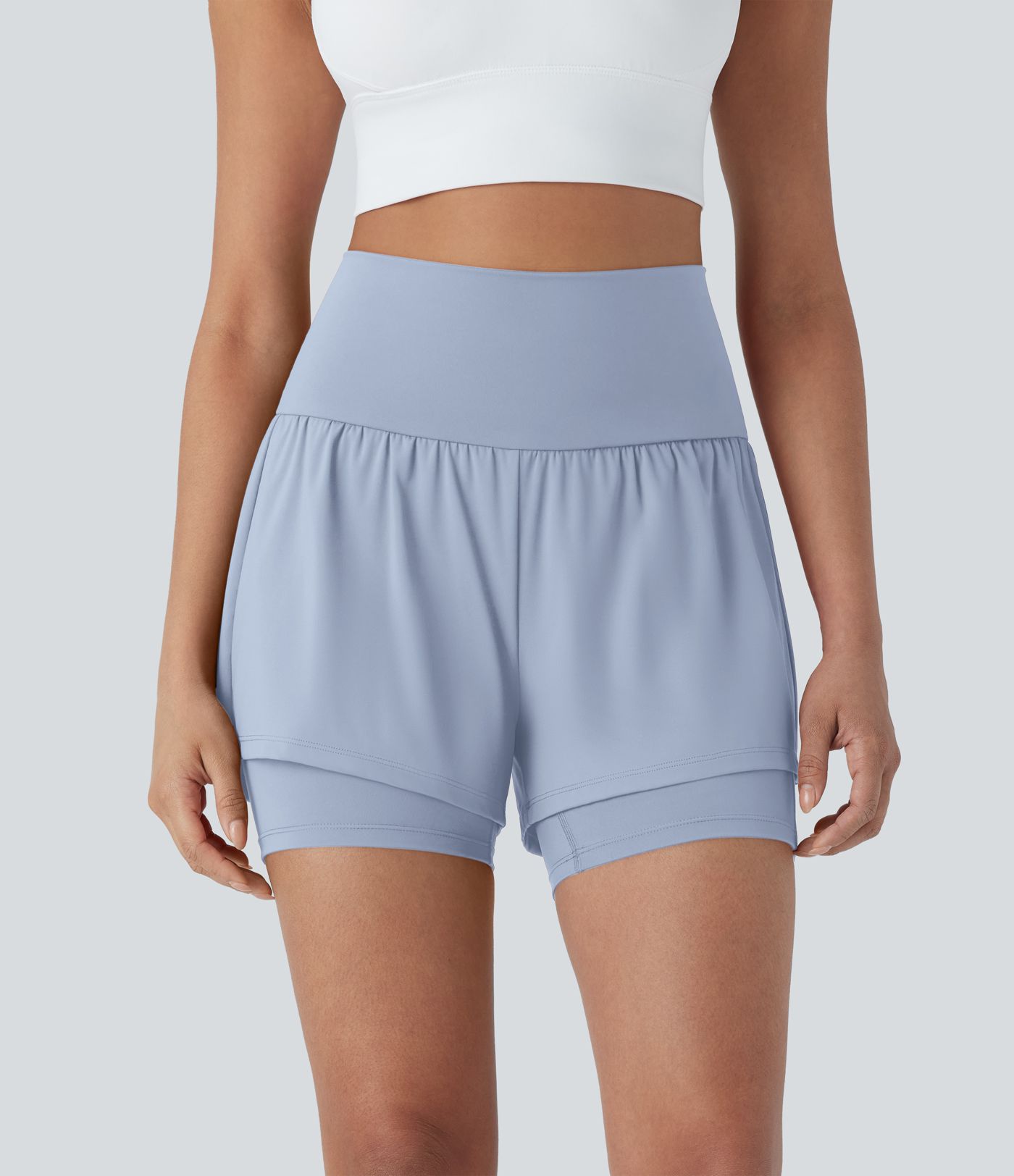 SoftlyZero™ Airy Super High Waisted 2-in-1 Cool Touch Yoga Shorts 5'' with Pockets
