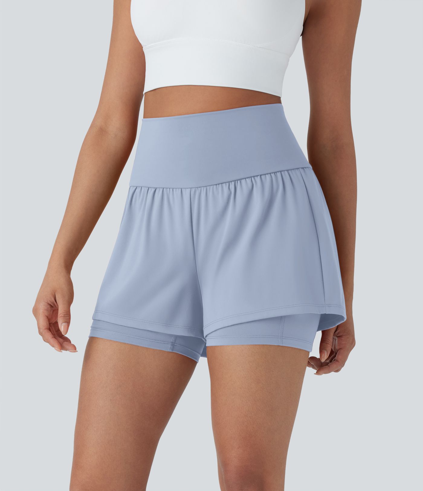 SoftlyZero™ Airy Super High Waisted 2-in-1 Cool Touch Yoga Shorts 5'' with Pockets