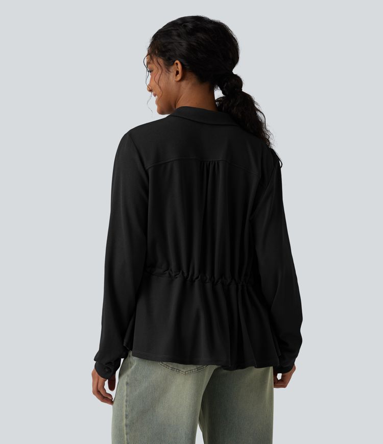 Veste décontractée gaufré manches longues avec cordon de serrage