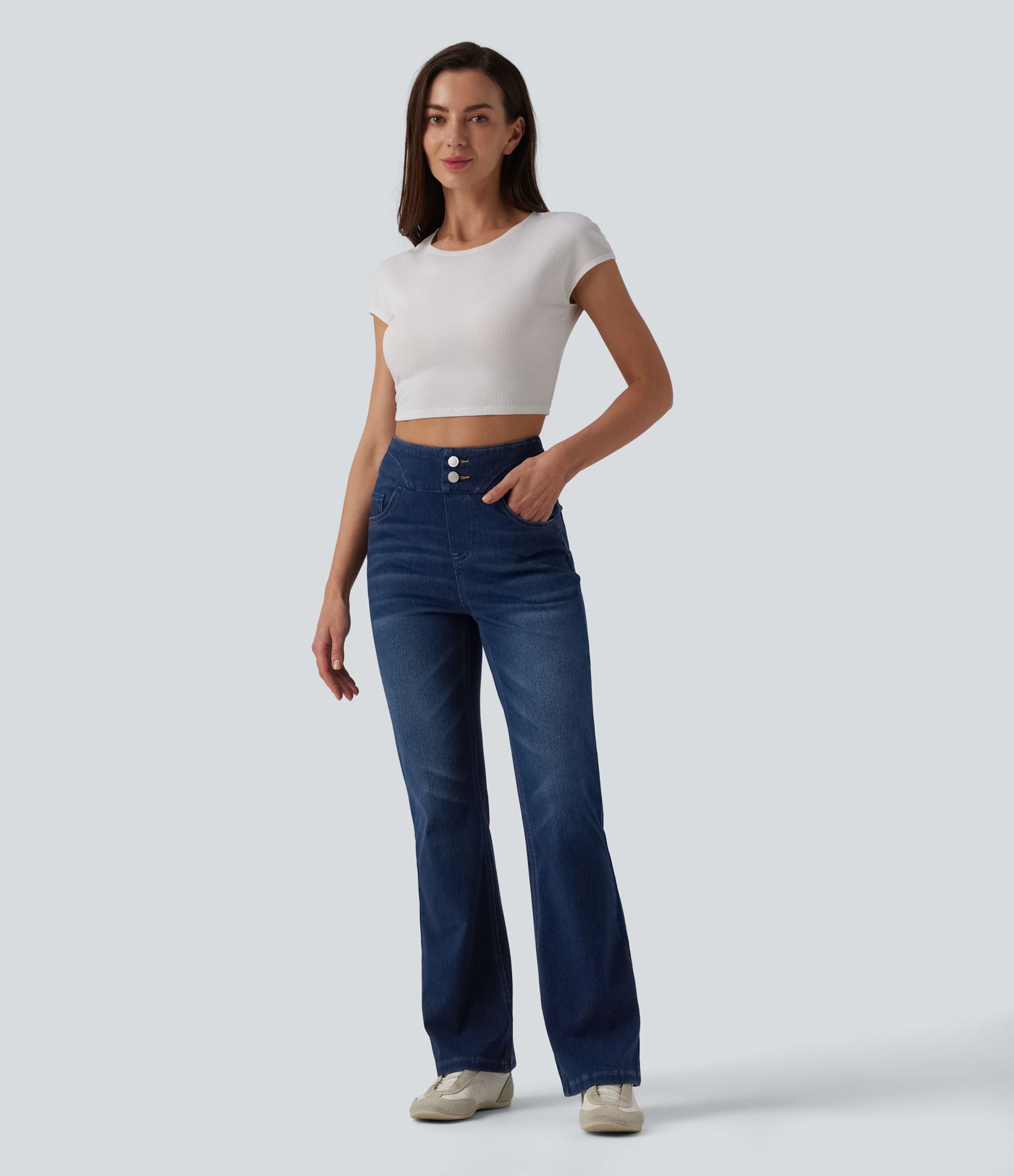 Halara Flex™ High Waisted Bootcut Denim Casual Leggings with Pockets