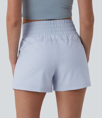 High Waisted Quick Dry Crinkle Casual Baggy Shorts with Pockets