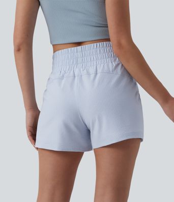 High Waisted Quick Dry Crinkle Casual Baggy Shorts with Pockets