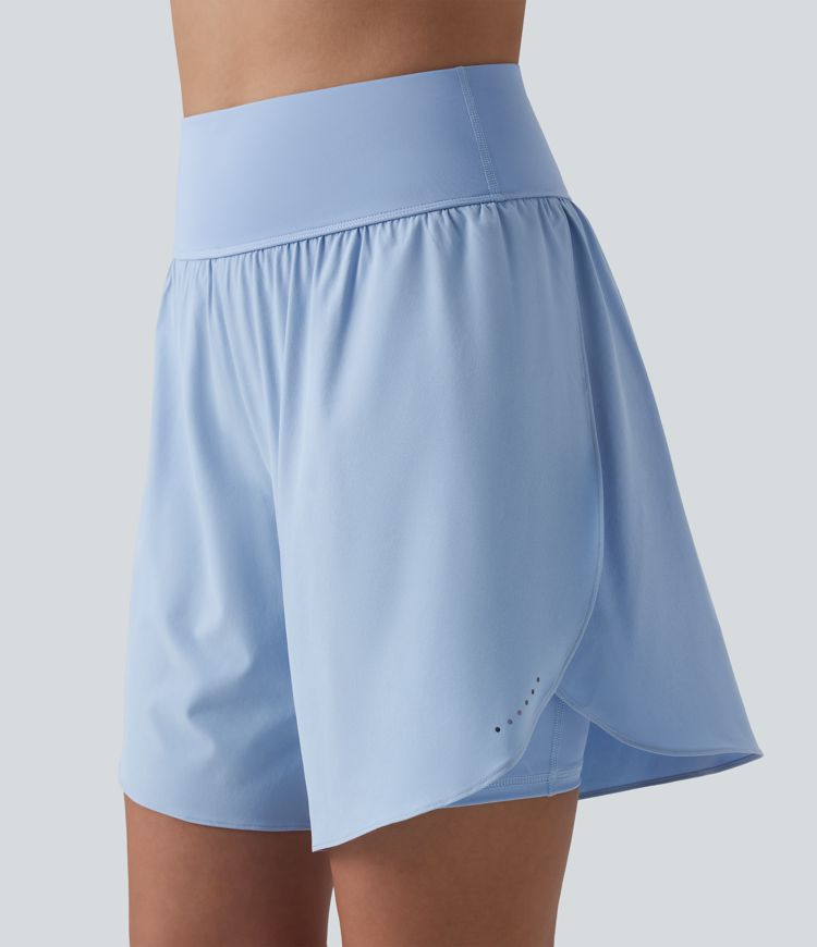 SoftlyZero™ QuickDry Short running 2-en-1 gainant taille haute à pois réfléchissants et ourlet croisé 17,5 cm avec poches