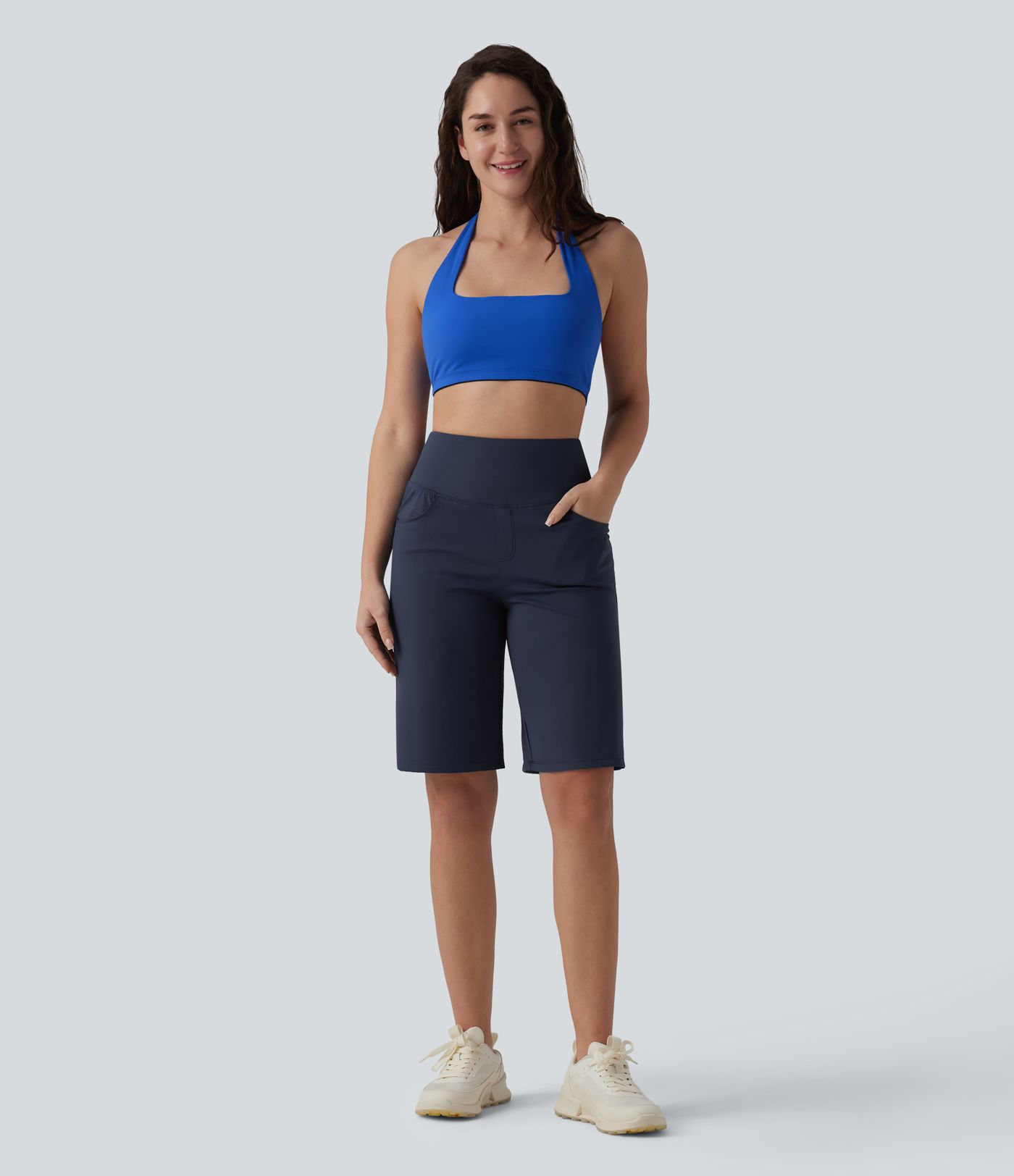 SoftlyZero™ Airy High Waisted Tummy Control Cool Touch Yoga Baggy Running Shorts with Pockets