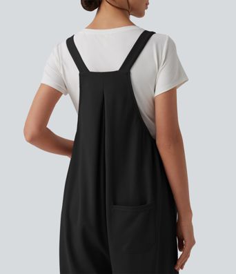 Adjustable Straps Waffle Casual Maternity Overalls with Pockets