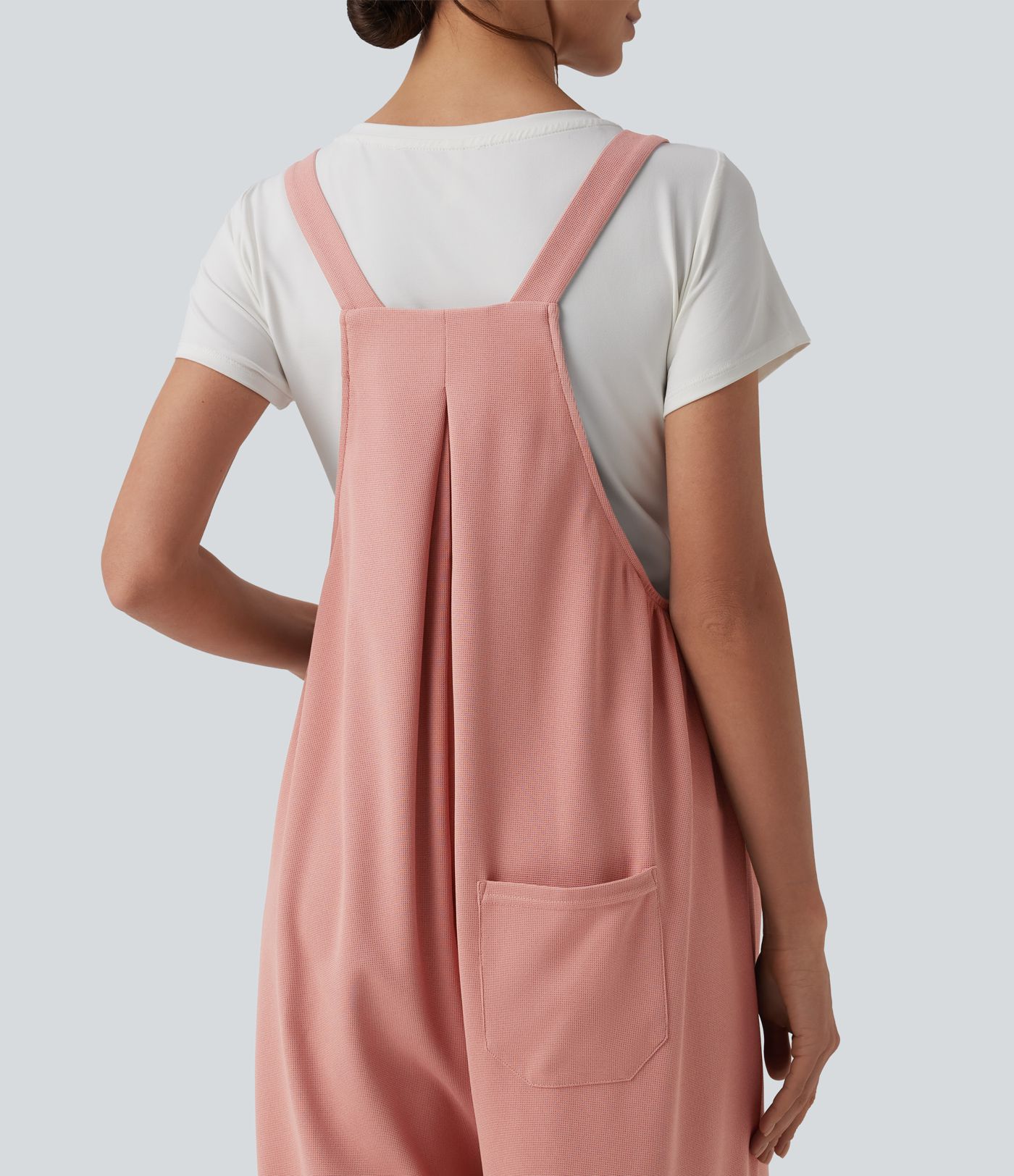 Adjustable Straps Waffle Casual Maternity Dungarees with Pockets