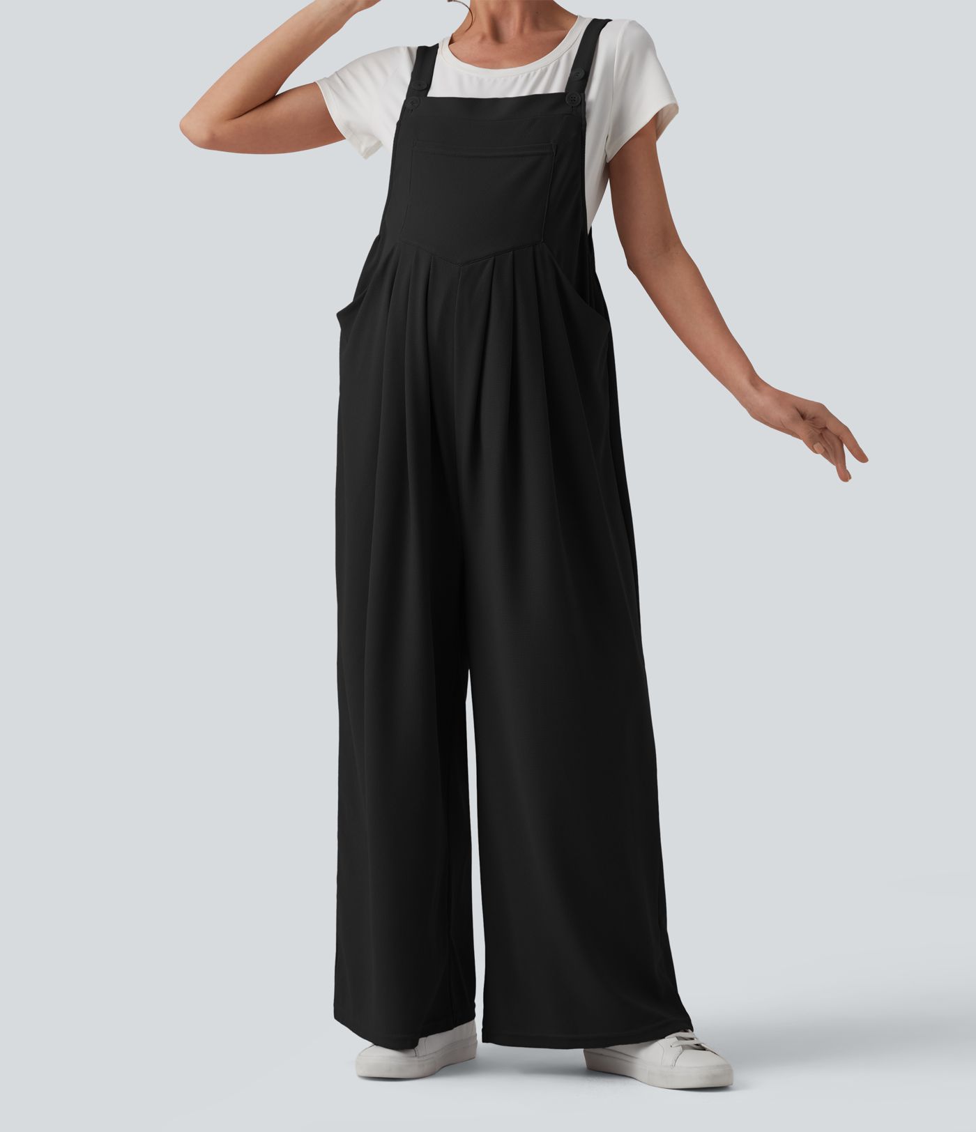 Adjustable Straps Waffle Casual Maternity Overalls with Pockets