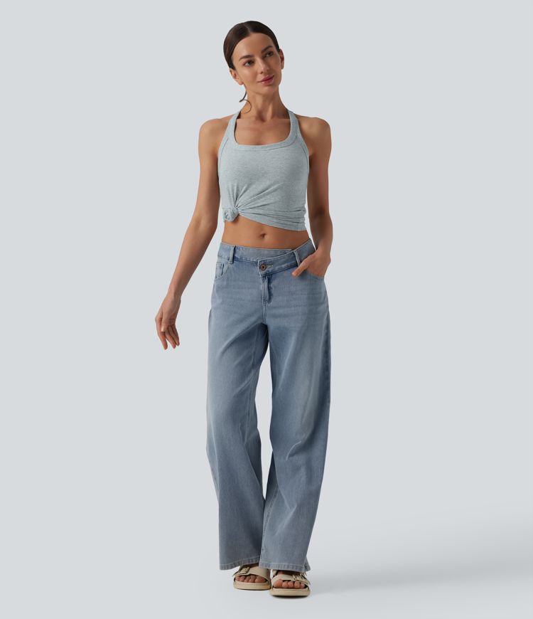 Halara Cotton Jersey Racerback Ultra-slim Casual Tank Top