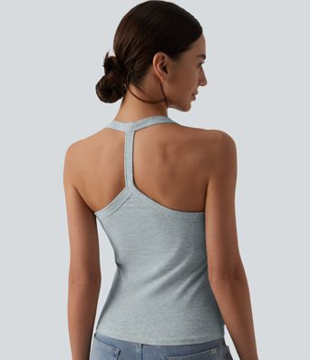 Halara Cotton Jersey Racerback Ultra-slim Casual Tank Top