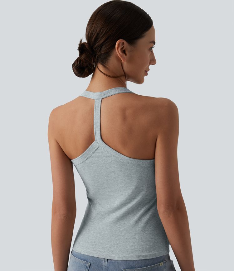 Halara Cotton Jersey Racerback Ultra-slim Casual Tank Top