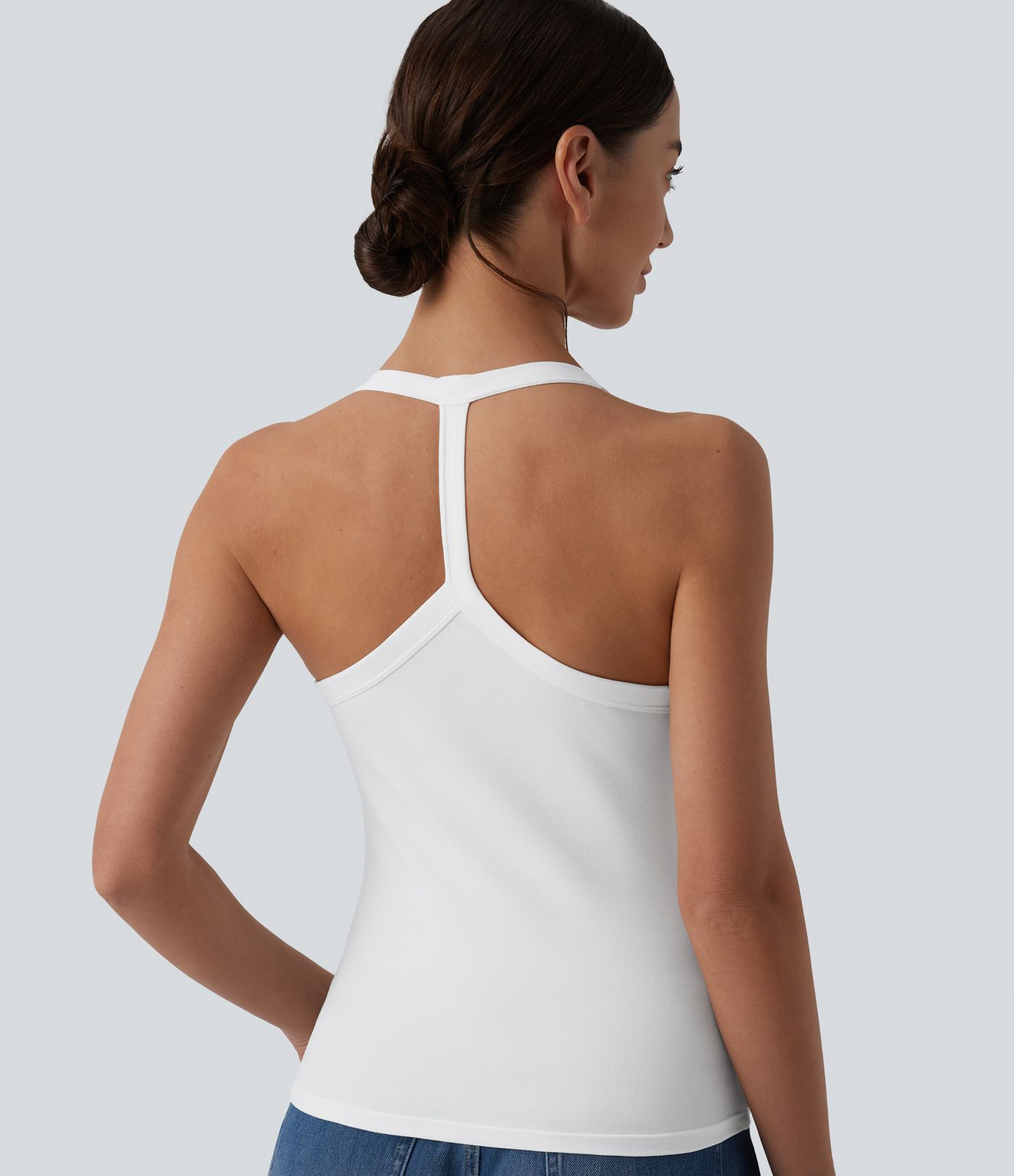 Halara Cotton Jersey Racerback Ultra-slim Casual Tank Top