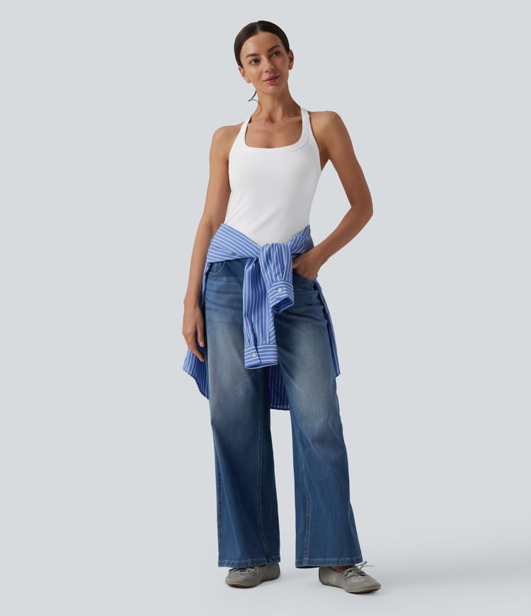 Halara Cotton Jersey Racerback Ultra-slim Casual Tank Top