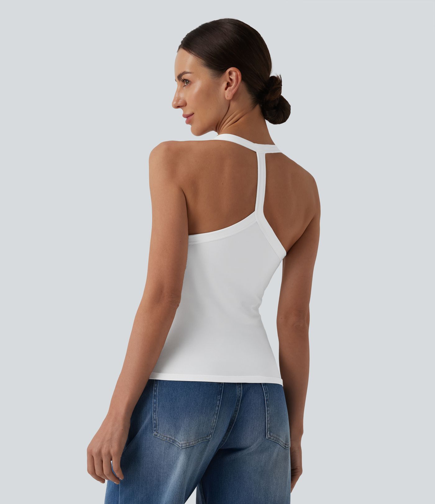 Halara Cotton Jersey Racerback Ultra-slim Casual Tank Top