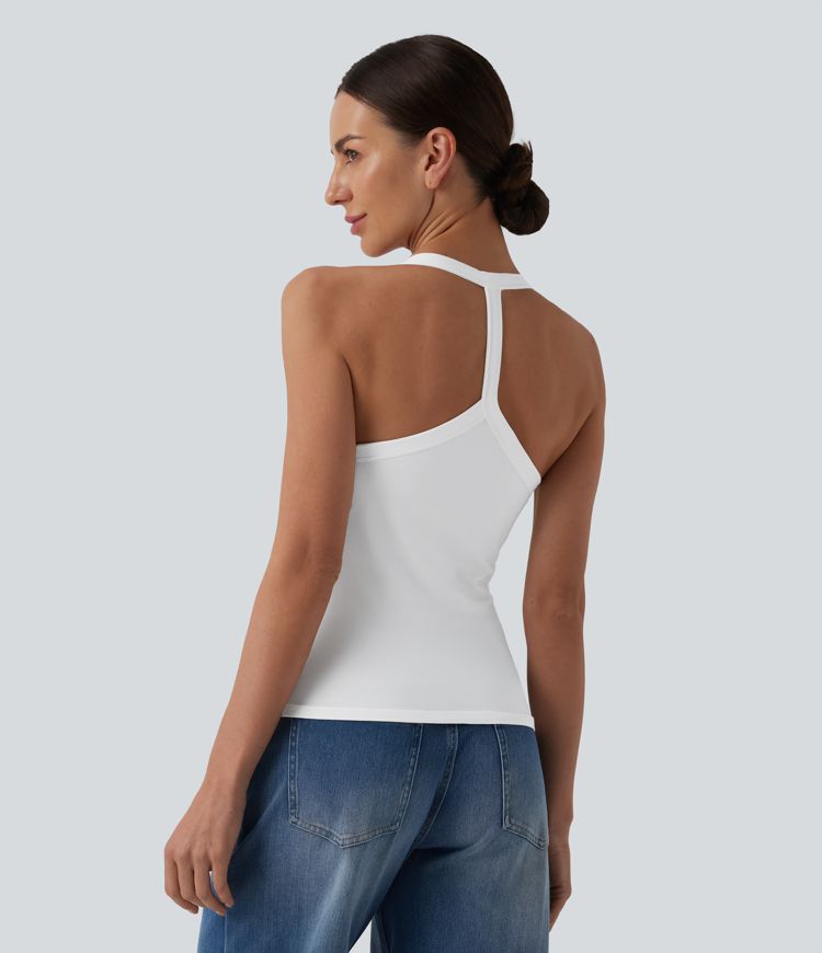 Halara Cotton Jersey Racerback Ultra-slim Casual Tank Top