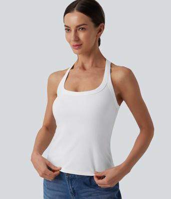 Halara Cotton Jersey Racerback Ultra-slim Casual Tank Top
