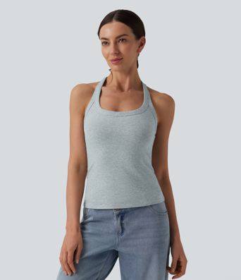 Halara Cotton Jersey Racerback Ultra-slim Casual Tank Top