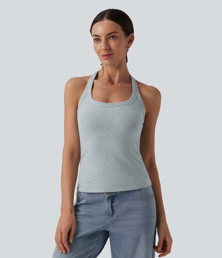 Halara Cotton Jersey Racerback Ultra-slim Casual Tank Top