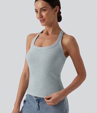 Halara Cotton Jersey Racerback Ultra-slim Casual Tank Top