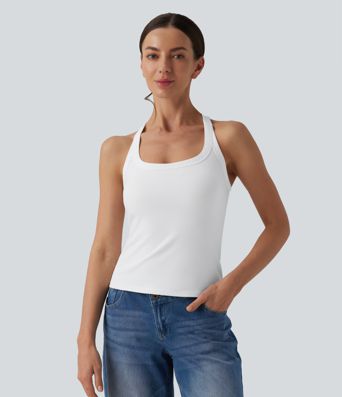 Halara Cotton Jersey Racerback Ultra-slim Casual Tank Top