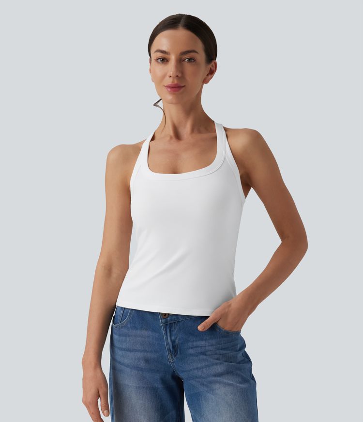 Halara Cotton Jersey Racerback Ultra-slim Casual Tank Top