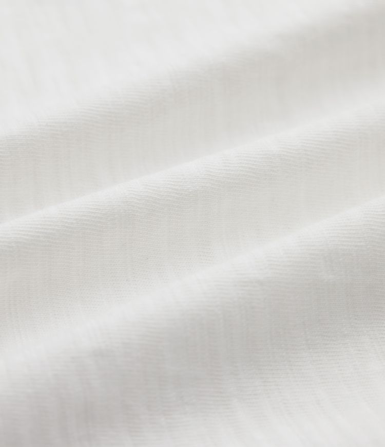 T-shirt casual ample col cœur manches courtes retroussées en coton slub avec poche