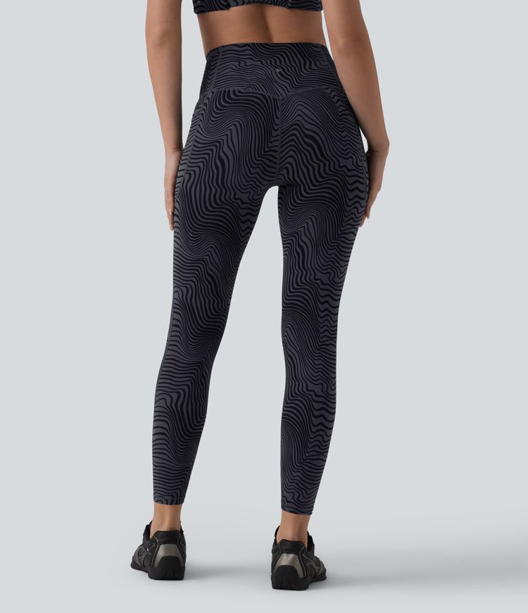 Halara UltraSculpt™ Legging running gainant ventre plat taille haute imprimé rayures ondulées avec poches