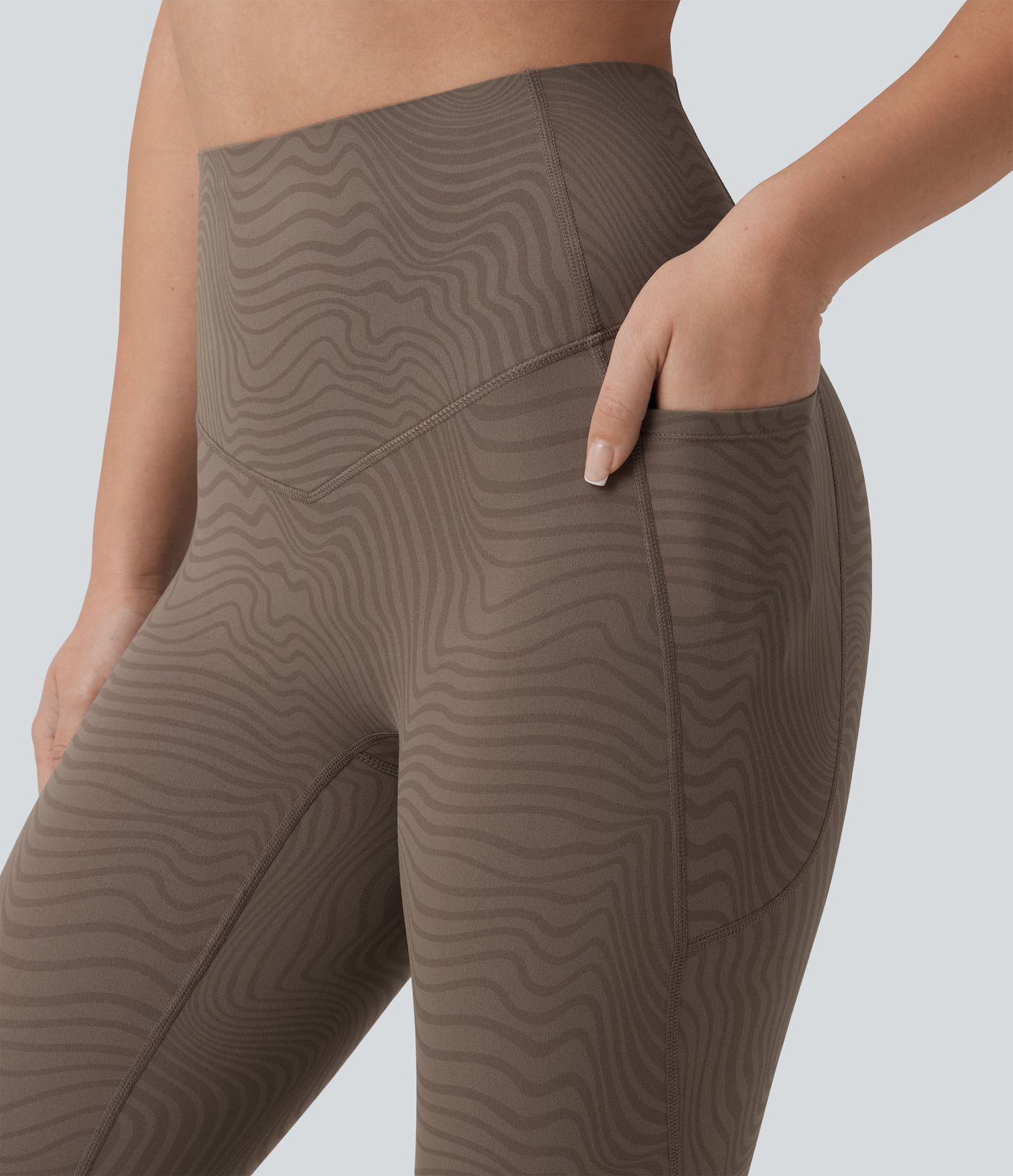 Halara UltraSculpt™ Legging running gainant ventre plat taille haute imprimé rayures ondulées avec poches