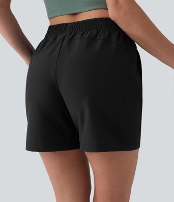 Mid Rise Quick Dry Crinkle Running Shorts with Pockets Mid Rise Quick Dry Crinkle Running Shorts with Pockets
