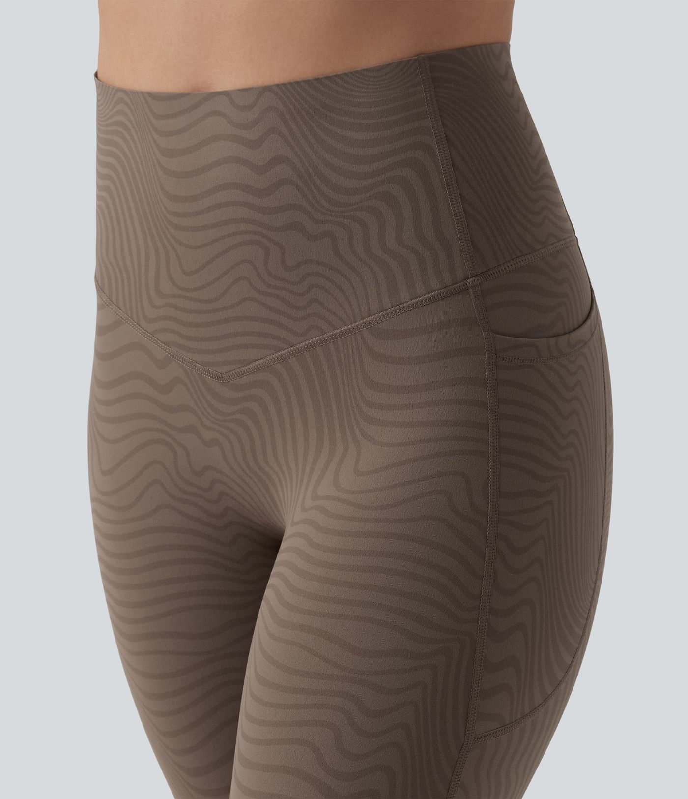 Halara UltraSculpt™ Legging running gainant ventre plat taille haute imprimé rayures ondulées avec poches