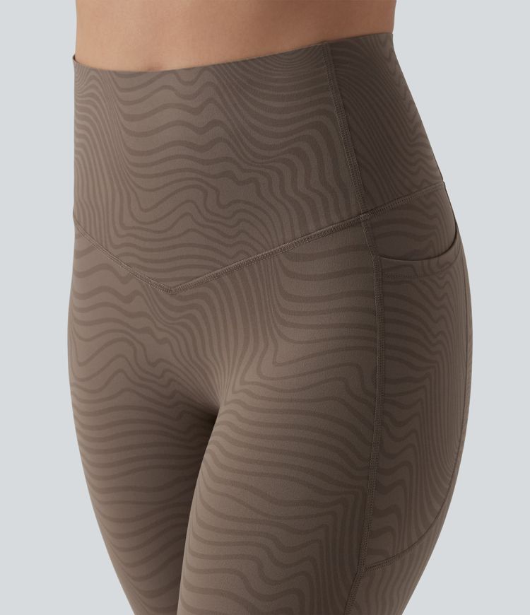 Halara UltraSculpt™ Legging running gainant ventre plat taille haute imprimé rayures ondulées avec poches
