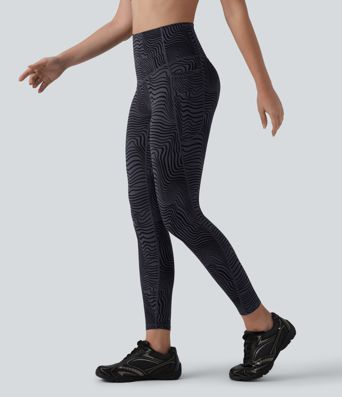 Halara UltraSculpt™ Legging running gainant ventre plat taille haute imprimé rayures ondulées avec poches