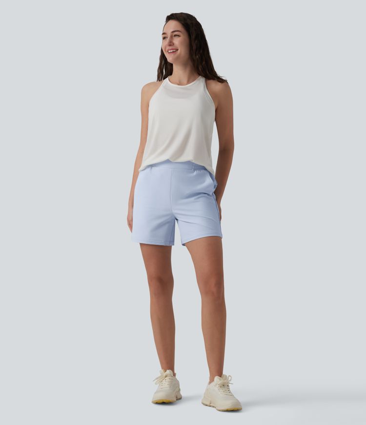 Mid Rise Quick Dry Crinkle Running Shorts with Pockets