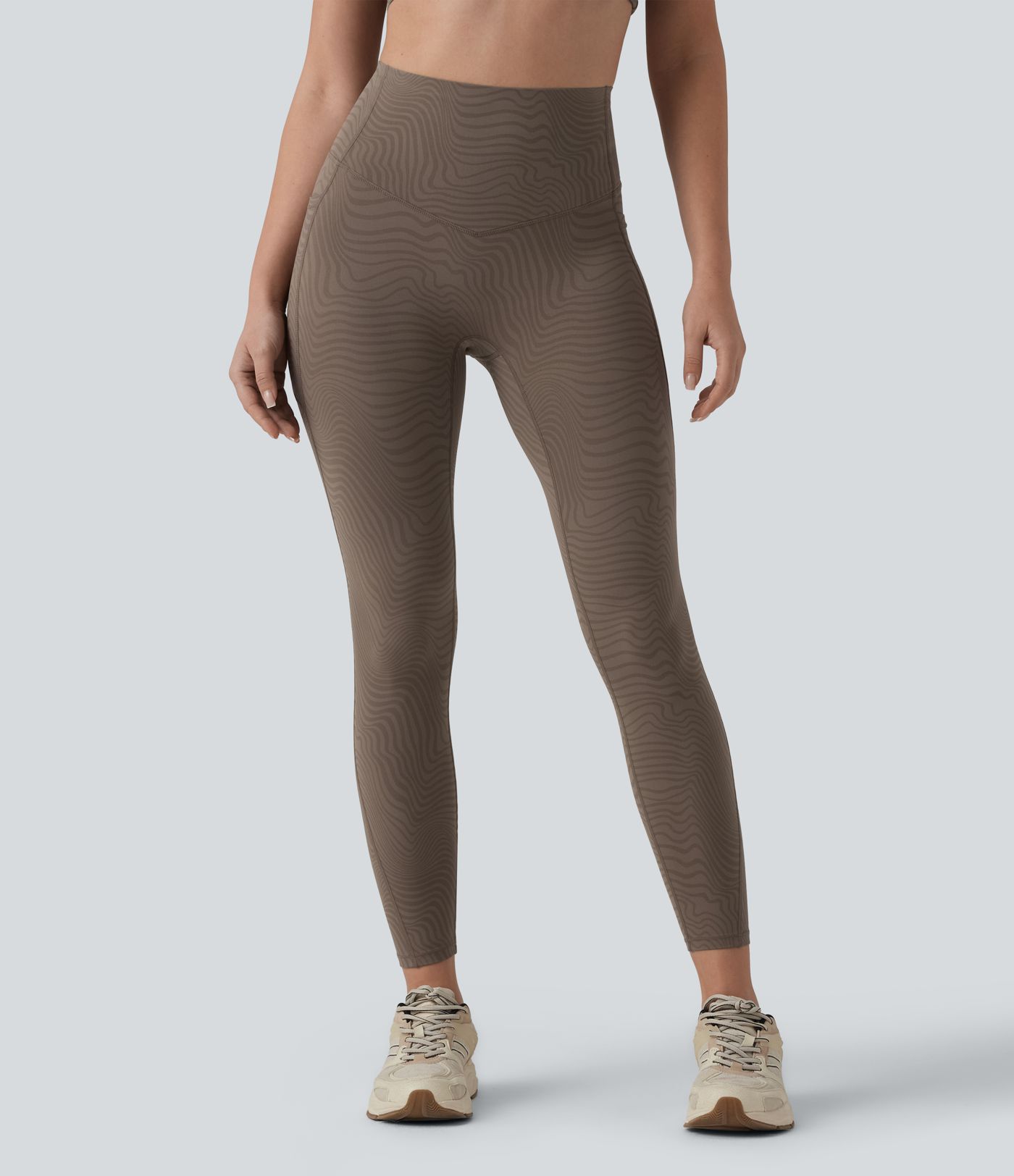 Halara UltraSculpt™ Legging running gainant ventre plat taille haute imprimé rayures ondulées avec poches