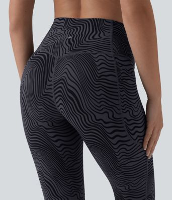 Halara UltraSculpt™ Legging running gainant ventre plat taille haute imprimé rayures ondulées avec poches