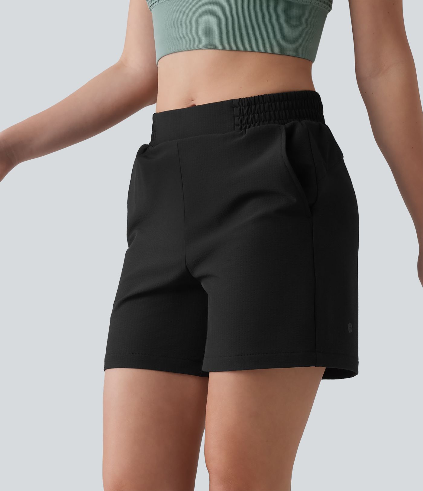 Mid Rise Quick Dry Crinkle Running Shorts with Pockets Mid Rise Quick Dry Crinkle Running Shorts with Pockets