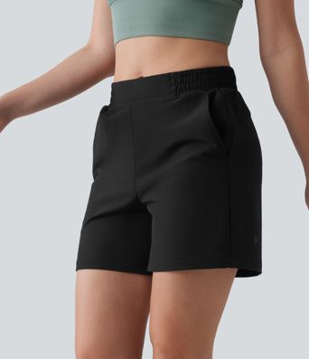 Mid Rise Quick Dry Crinkle Running Shorts with Pockets Mid Rise Quick Dry Crinkle Running Shorts with Pockets