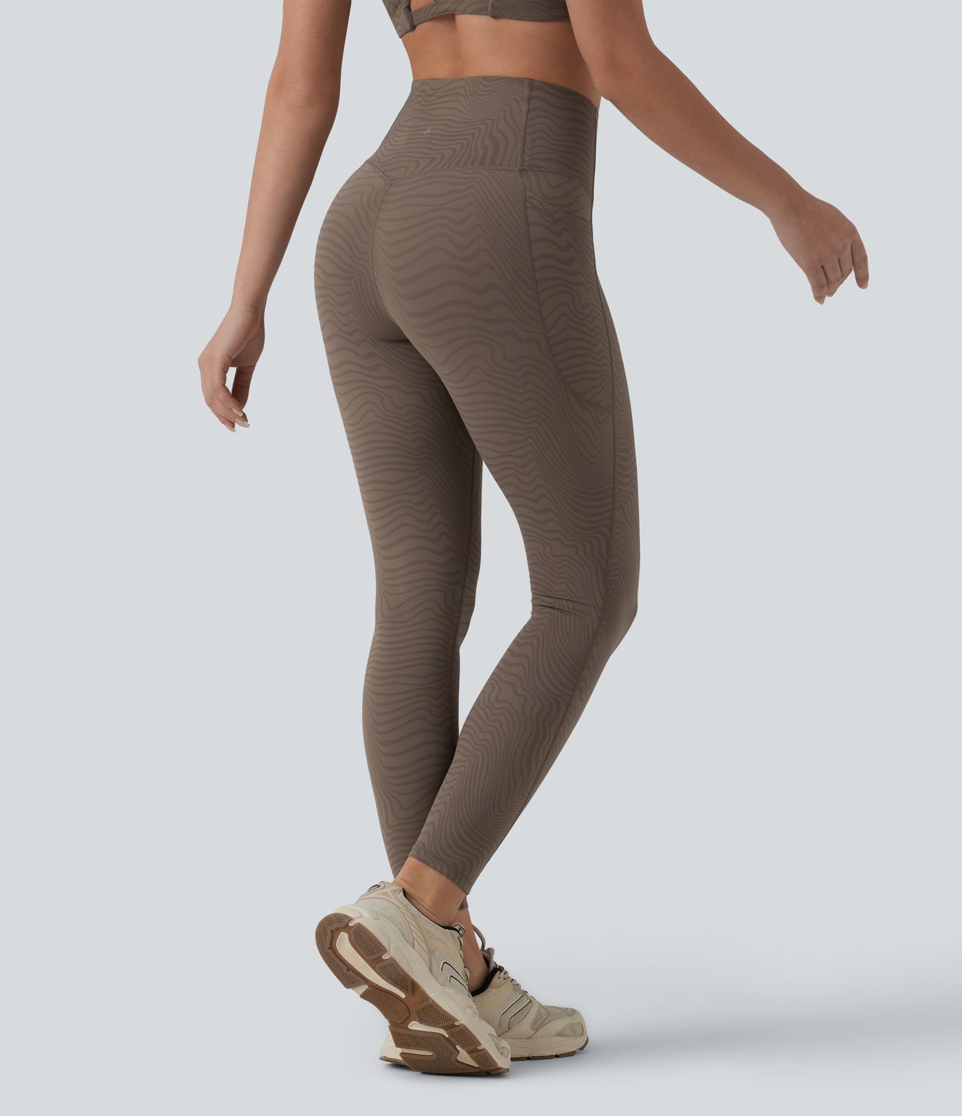 Halara UltraSculpt™ Legging running gainant ventre plat taille haute imprimé rayures ondulées avec poches