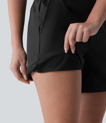 Mid Rise Quick Dry Crinkle Running Shorts with Pockets Mid Rise Quick Dry Crinkle Running Shorts with Pockets